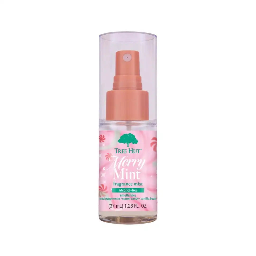 Tree Hut Mini Merry Mint Hair & Body Mist, Travel Size, 1.26 fl oz | Alcohol-Free Body Spray, Fragrance w/Peppermint, Cotton Candy & Vanilla Notes, Everyday Fragrance Spray for Women Main image