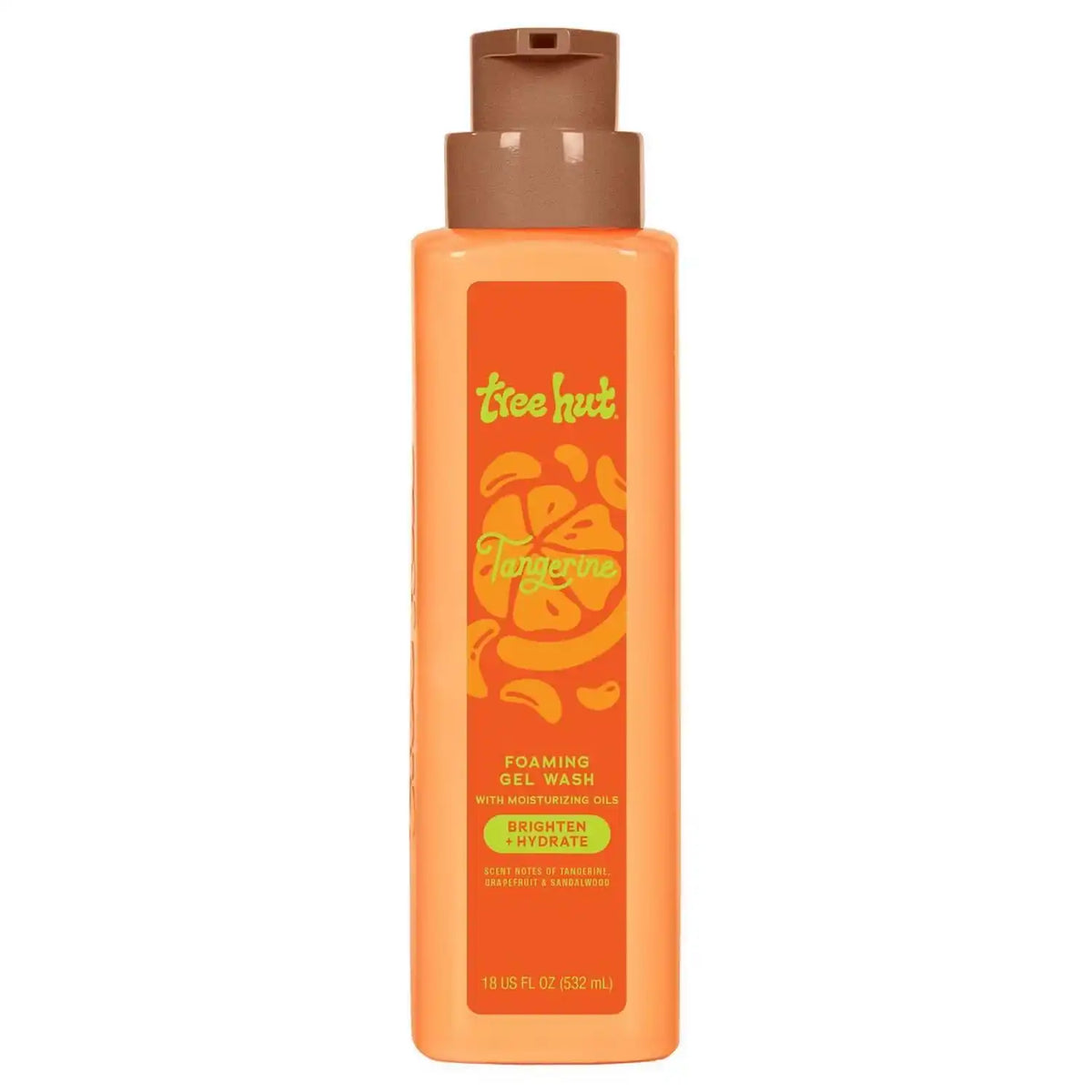 Tree Hut Tangerine Body Wash with Shea Butter, Pump Bottle, 18 Fl Oz | Nourishing & Moisturizing Foaming Shower Gel with Shea Butter, Soft & Glowing Skin, Gentle Cleanser, Self Care Gift for Women Main image