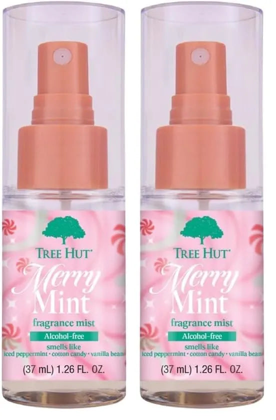 Tree Hut Mini Merry Mint Fragrance Mist, Refreshing Body Spray, Layer with Favorite Scents, Holiday Gift & Stocking Stuffer, Travel Size, 2 fl oz (Pack of 2) Main image