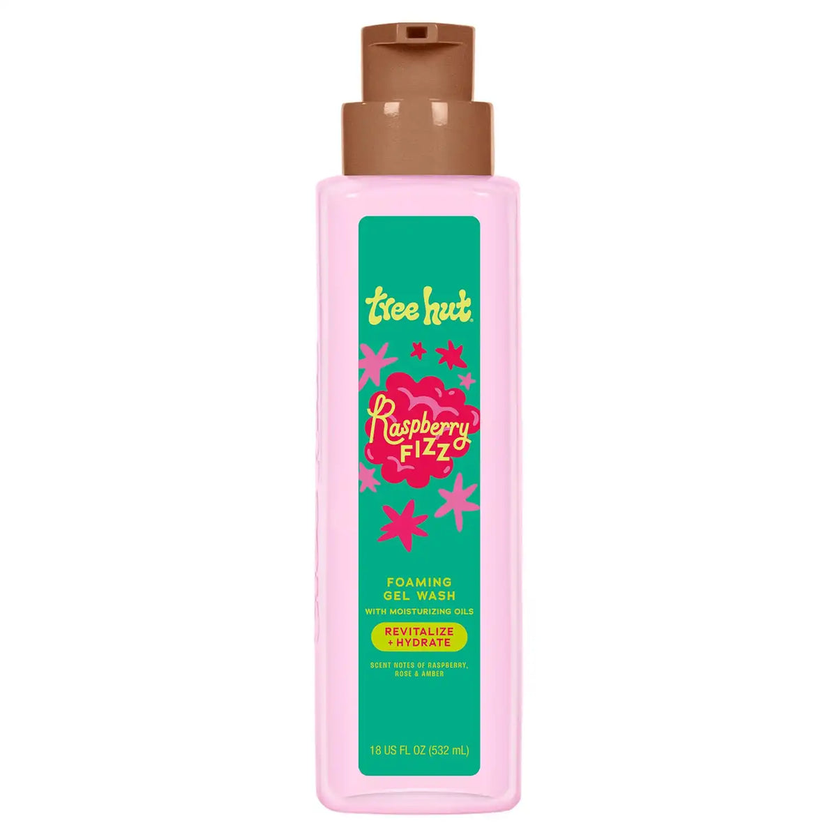 Tree Hut Raspberry Fizz Body Wash with Shea Butter, Pump Bottle, 18 Fl Oz | Nourishing & Moisturizing Foaming Shower Gel with Shea Butter, Soft & Glowing Skin, Gentle Cleanser, Self Care Gift for Women Main image