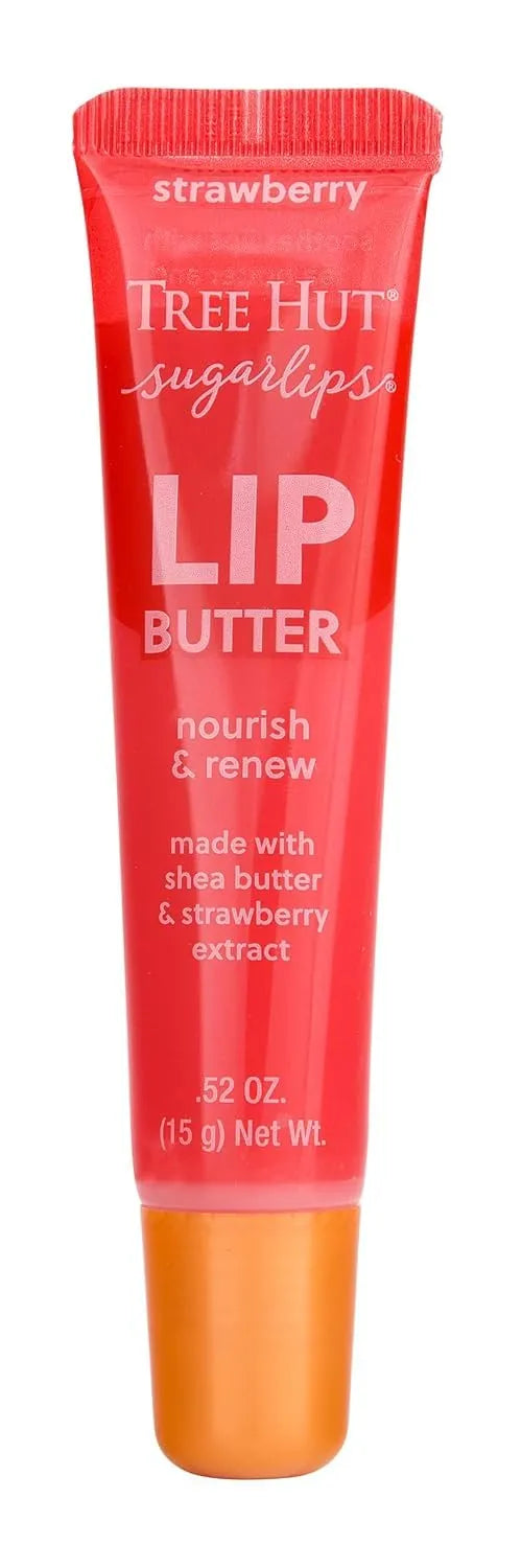 Tree Hut Moisturizing Strawberry Lip Butter, 0.52 Fl Oz | Lip Gloss with Shea Butter & Strawberry Extract, Locks in Moisture for Hydrated & Soft Lips, Every Day Makeup Main image