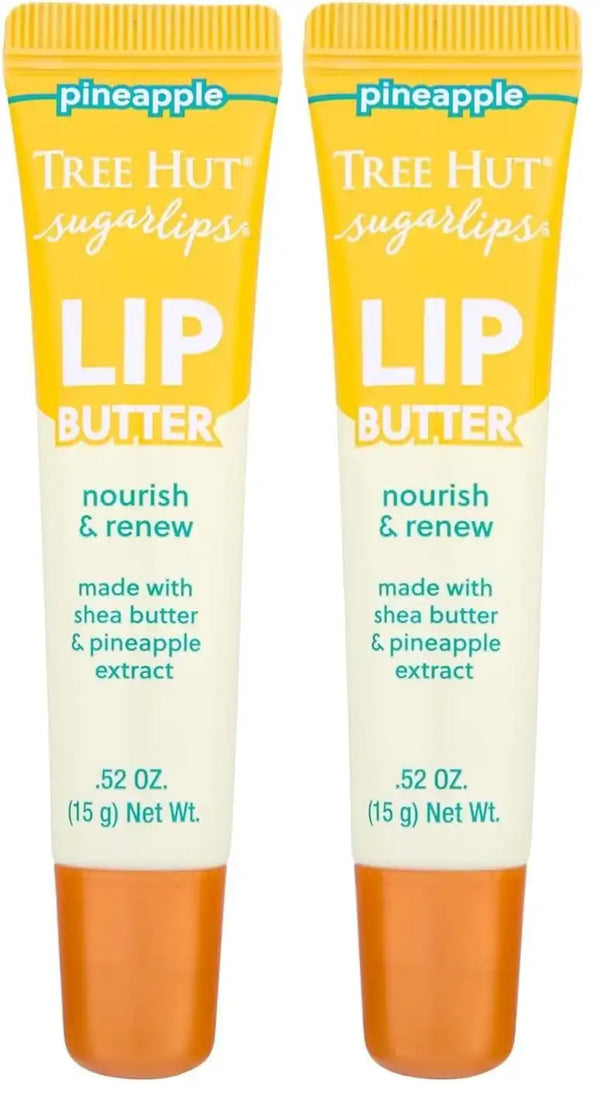 Tree Hut Pineapple Sugarlips Lip Butter, Moisturizing & Nourishing Lip Care for Smooth, Hydrated Lips, 0.52 fl oz (Pack of 2)
