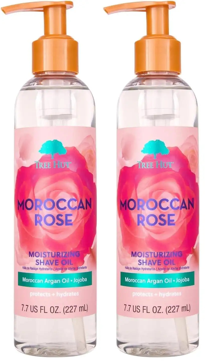 Tree Hut Moroccan Rose Moisturizing Shave Oil,Hydrating Gel-to-Oil Formula for a Smooth Shave,For All Skin Types,7.7 fl oz,(Pack of 2) Main image