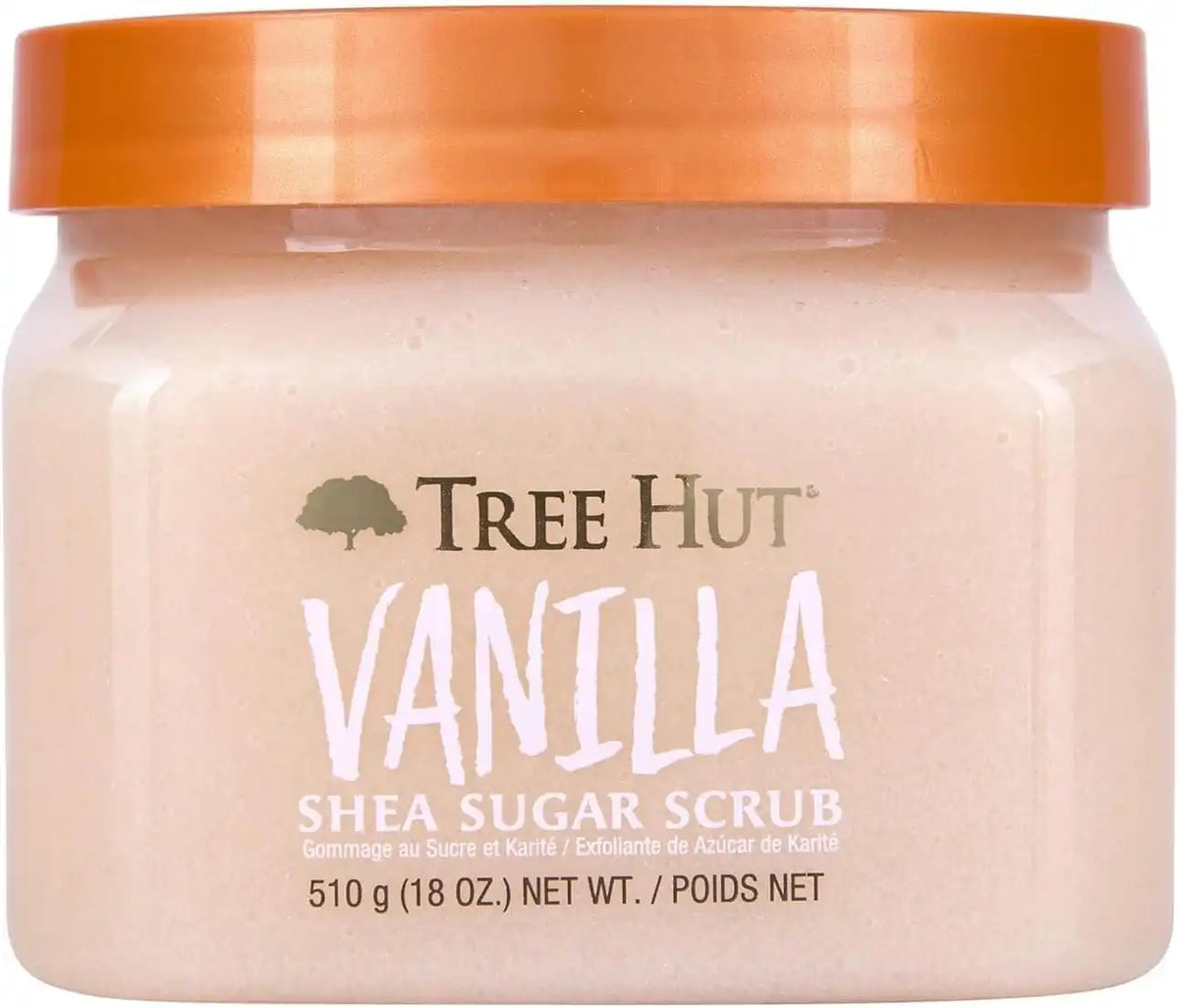 Tree Hut Vanilla Body Scrub, Exfoliating & Hydrating Sugar Scrub with Shea Butter&Essential Oils, Smooth Skin, Body Exfoliator For All Skin Types, Self Care Gifts for Women,Vegan,18 Oz (Pack of 12) Main image