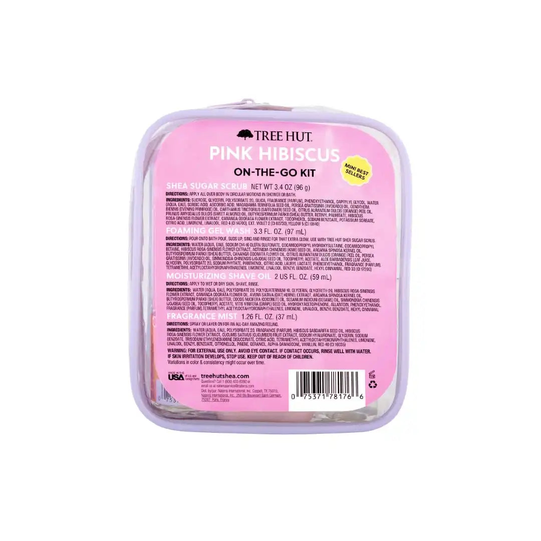 Tree Hut Pink Hibiscus Everything Shower Gift Set, 4 Piece Kit, Travel Size | Exfoliating Body Scrub, Body Wash, Shave Oil & Body Spray, Self Care Gift Set, Nourishing & Moisturizing with Shea Butter Secondary image