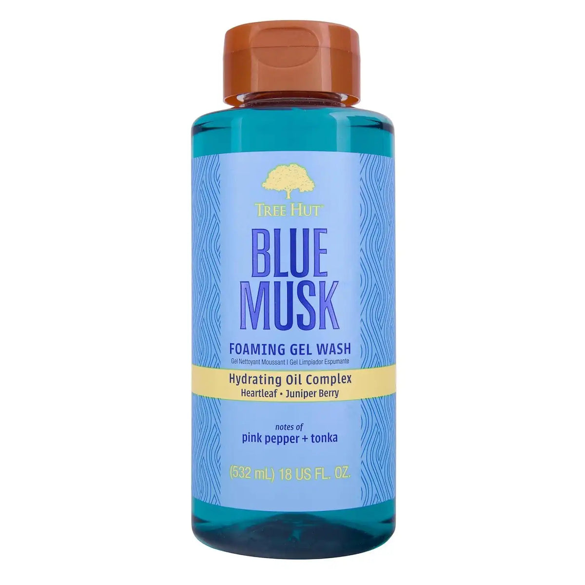 Tree Hut Blue Musk Foaming Body Wash, 18 Fl Oz | Nourishing & Moisturizing Shower Gel w/ Shea Butter & Essential Oils, Soft & Smooth Skin, Gentle Cleanser For All Skin Types Main image