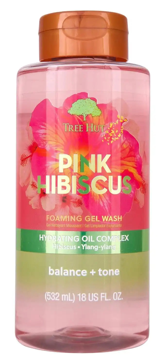 Tree Hut Pink Hibiscus Foaming Body Wash, 18 Fl Oz | Nourishing & Moisturizing Shower Gel w/ Shea Butter & Essential Oils, Soft & Smooth Skin, Gentle Cleanser For All Skin Types Main image