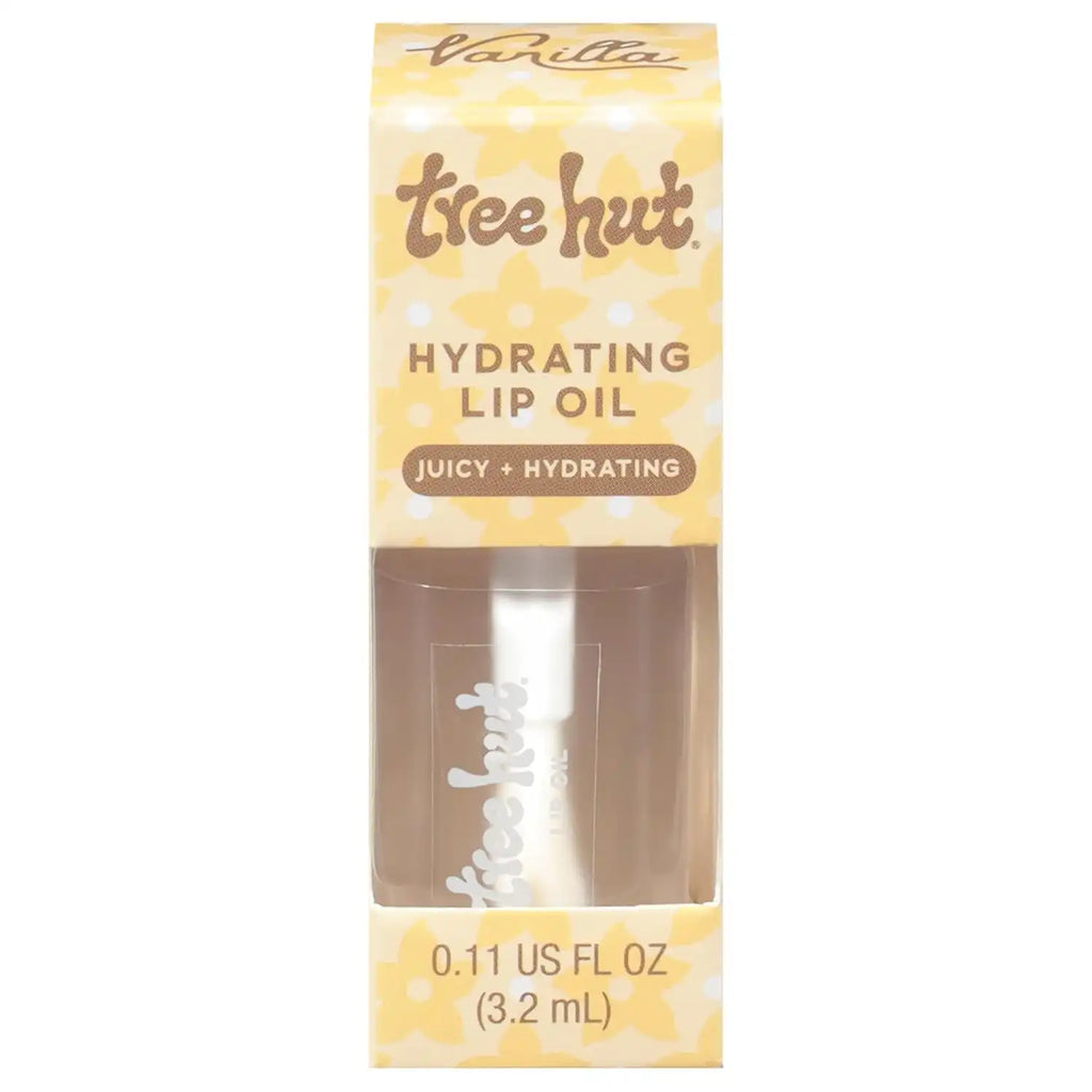 Tree Hut Hydrating Lip Oil, Vanilla, 0.11 Fl Oz | Non-Sticky High-Shine Lip Gloss Oil, Moisturizing Formula with Vitamin E & Squalane for Soft, Smooth Lips
