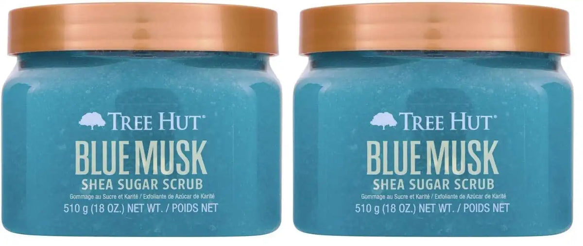 Tree Hut Blue Musk Shea Sugar Scrub, Exfoliating, Hydrating & Moisturizing Body Scrub with Shea Butter & Nourishing Essential Oils, Smooth & Soften Skin, 18 oz (Pack of 2) Main image