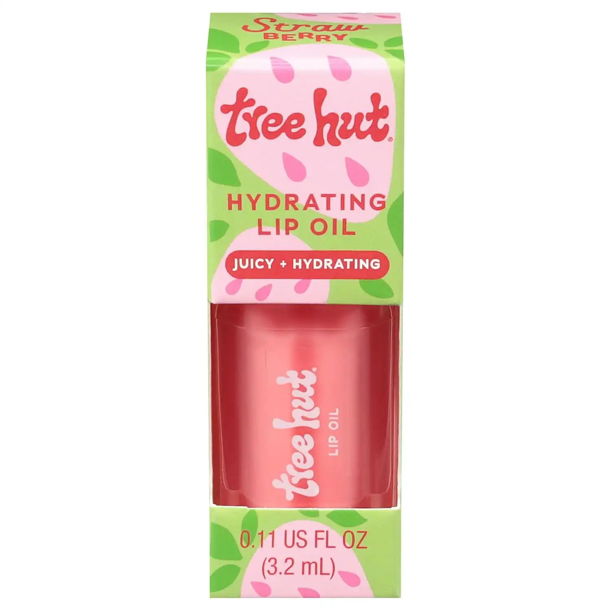 Tree Hut Hydrating Lip Oil, Strawberry, 0.11 Fl Oz | Sheer Pink Glossy Lip Oil, Non-Sticky Moisturizing Formula for Smooth, Kissable Lips Main image