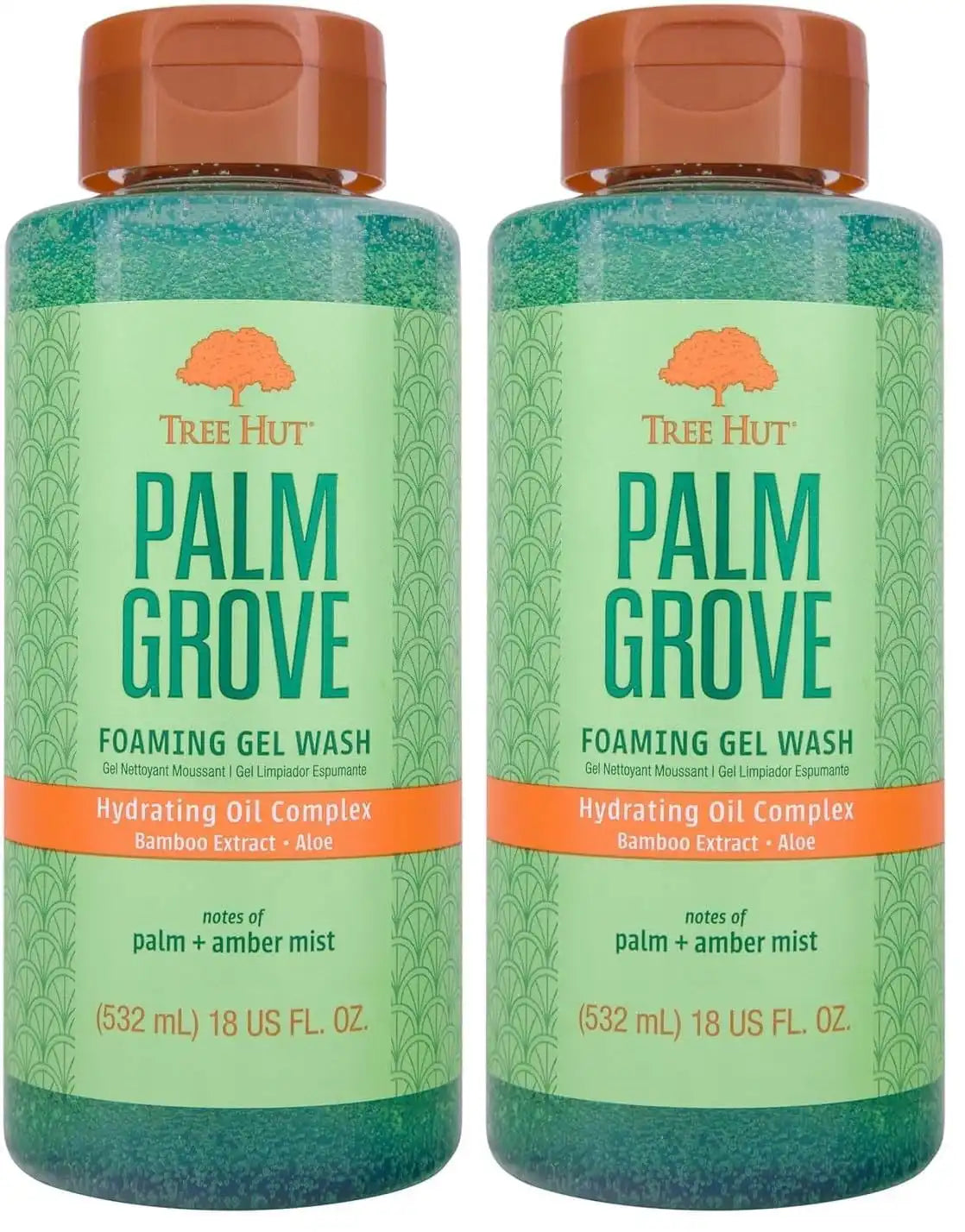 Tree Hut Palm Grove Foaming Gel Wash, Hydrating & Moisturizing Body Wash with Shea Butter & Nourishing Essential Oils, Daily Cleanser for Soft Smooth Skin, 18 fl oz (Pack of 2) Main image
