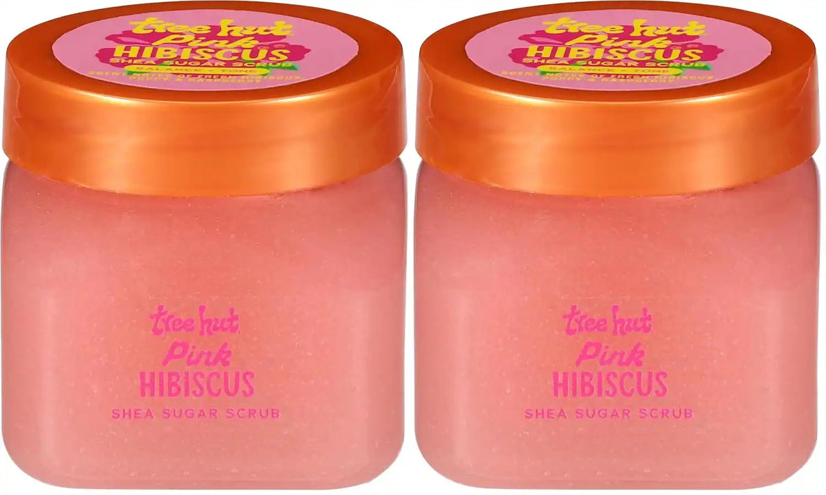 Tree Hut Mini Pink Hibiscus Shea Sugar Scrub, Exfoliating & Hydrating Body Scrub with Shea Butter & Essential Oils, Smooth Skin, For All Skin Types, Vegan, Travel Size, 3.4 oz (Pack of 2) Main image