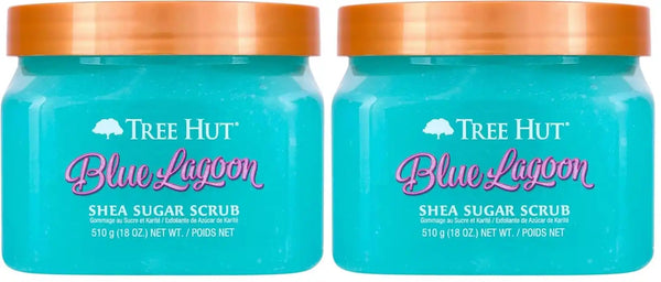 Tree Hut Blue Lagoon Shea Sugar Scrub,Exfoliating,Hydrating & Moisturizing Body Scrub with Shea Butter & Nourishing Essential Oils,Smooth-& Soften Skin,18 oz,(Pack of 2)