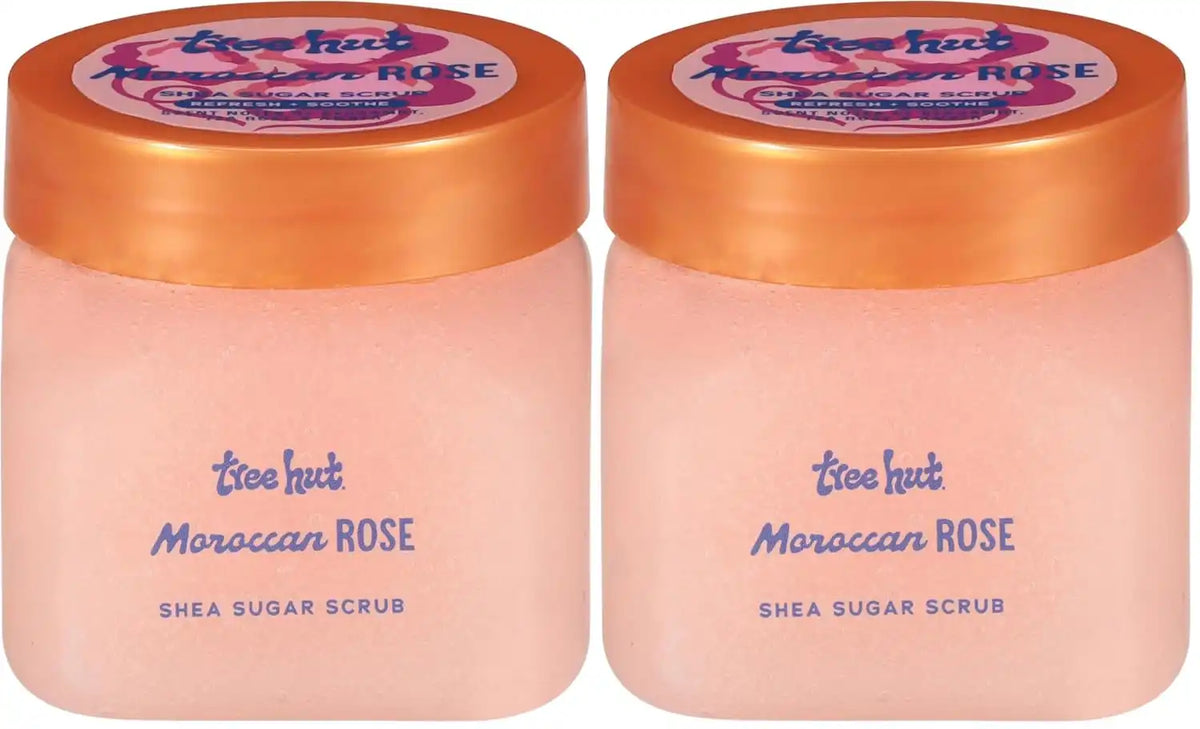 Tree Hut Mini Moroccan Rose Shea Sugar Scrub, Exfoliating & Hydrating Body Scrub with Shea Butter & Essential Oils, Smooth Skin, For All Skin Types, Vegan, Travel Size, 3.4 oz (Pack of 2) Main image