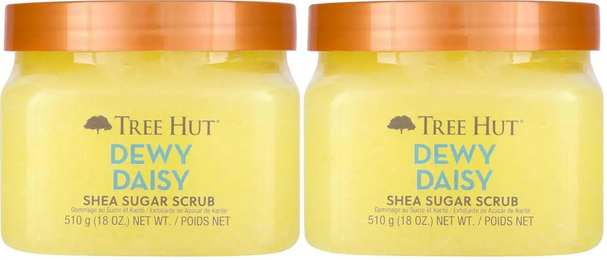 Tree Hut Dewy Daisy Shea Sugar Scrub, Exfoliating, Hydrating & Moisturizing Body Scrub with Shea Butter & Nourishing Essential Oils, Smooth & Soften Skin, 18 oz (Pack of 2) Main image