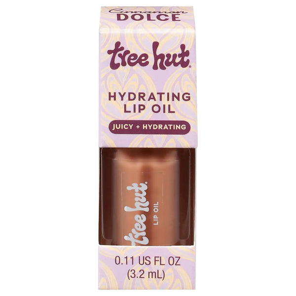 Tree Hut Hydrating Lip Oil, Cinnamon Dolce, 0.11 Fl Oz | Sheer Nude Glossy Lip Oil, Non-Sticky Moisturizing Formula for Smooth, Hydrated Lips