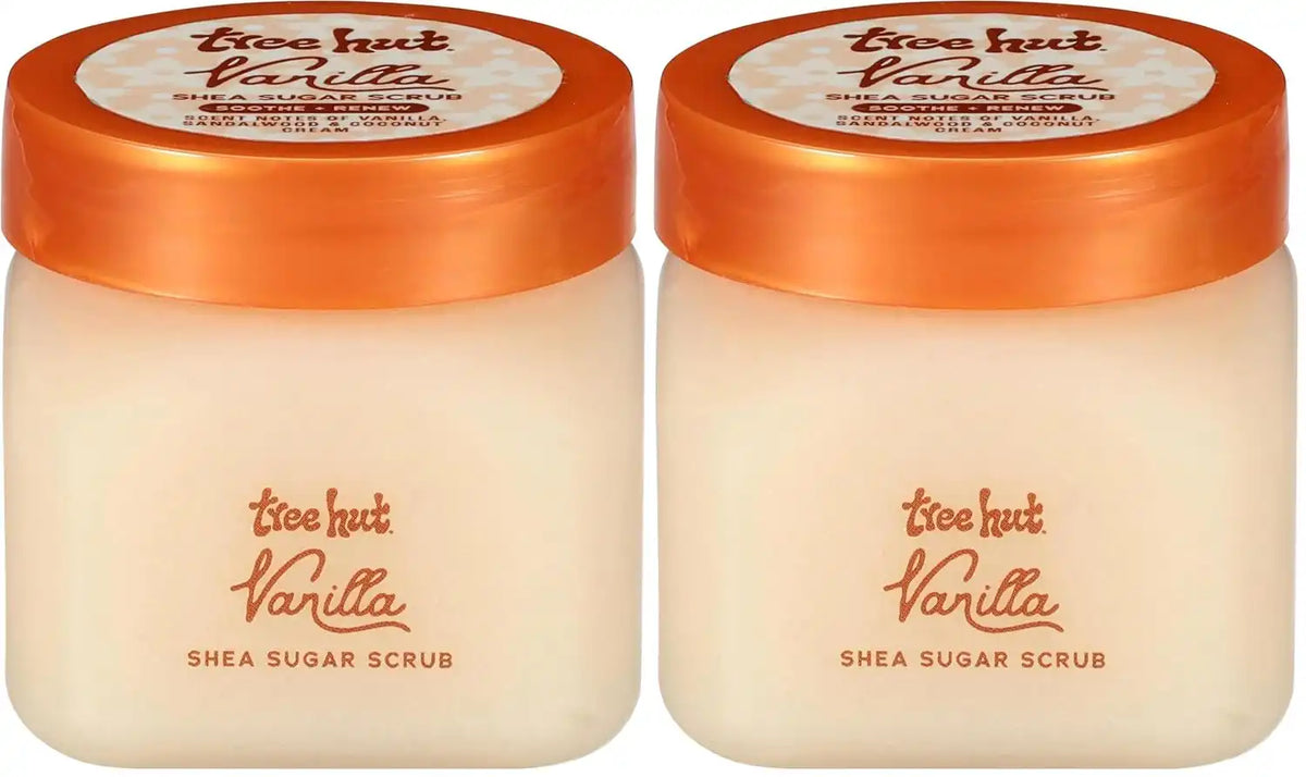 Tree Hut Mini Vanilla Shea Sugar Scrub, Exfoliating & Hydrating Body Scrub with Shea Butter & Essential Oils, Smooth Skin, For All Skin Types, Vegan, Travel Size, 3.4 oz (Pack of 2) Main image