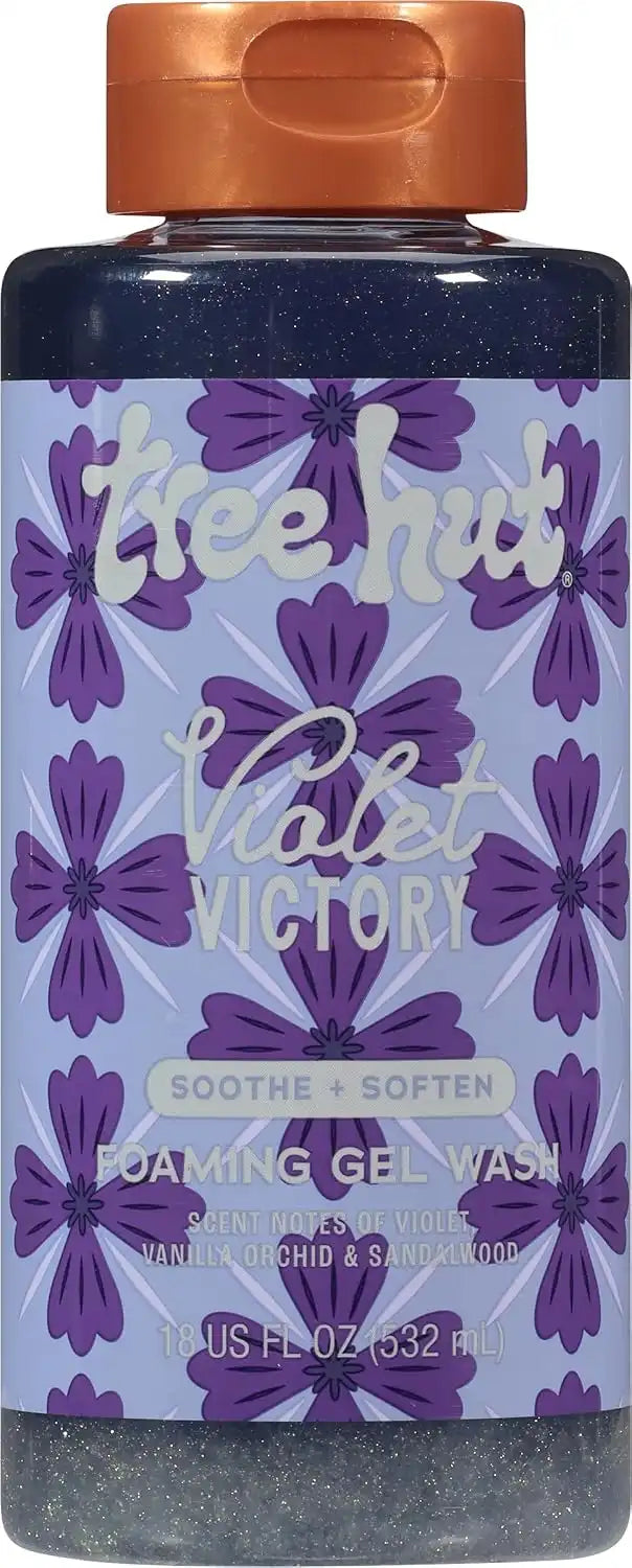 Tree Hut Violet Victory Foaming Body Wash, 18 Fl Oz | Nourishing & Moisturizing Shower Gel w/ Shea Butter & Essential Oils, Soft & Smooth Skin, Gentle Cleanser For All Skin Types Main image