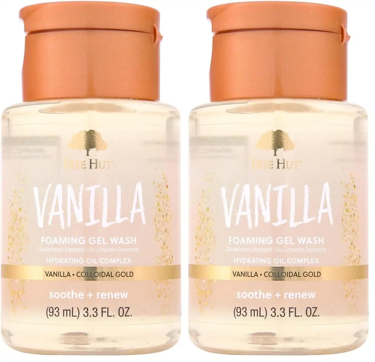 Tree Hut Vanilla Mini Body Wash, Travel Size Shower Gel w/Shea Butter &Essential Oils, Soft Smooth Skin, Gentle Cleanser For All Skin Types,TSA Approved,Self Care Gifts for Women,3.3 Fl Oz (Pack of 2) Main image