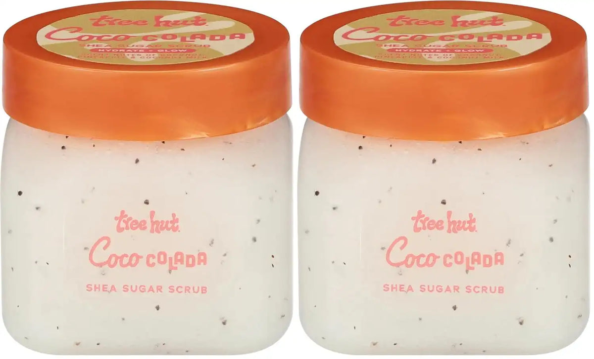 Tree Hut Mini Coco Colada Shea Sugar Scrub, Exfoliating & Hydrating Body Scrub with Shea Butter & Essential Oils, Smooth Skin, For All Skin Types, Vegan, Travel Size, 3.4 oz (Pack of 2) Main image