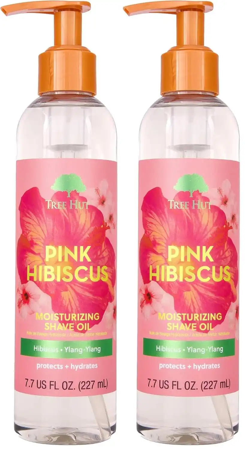 Tree Hut Pink Hibiscus Moisturizing Shave Oil, Gel-to-Oil Formula, Ultra Hydrating Barrier for a Close, Smooth Shave, For All Skin Types, 7.7 fl oz,(Pack of 2) Main image