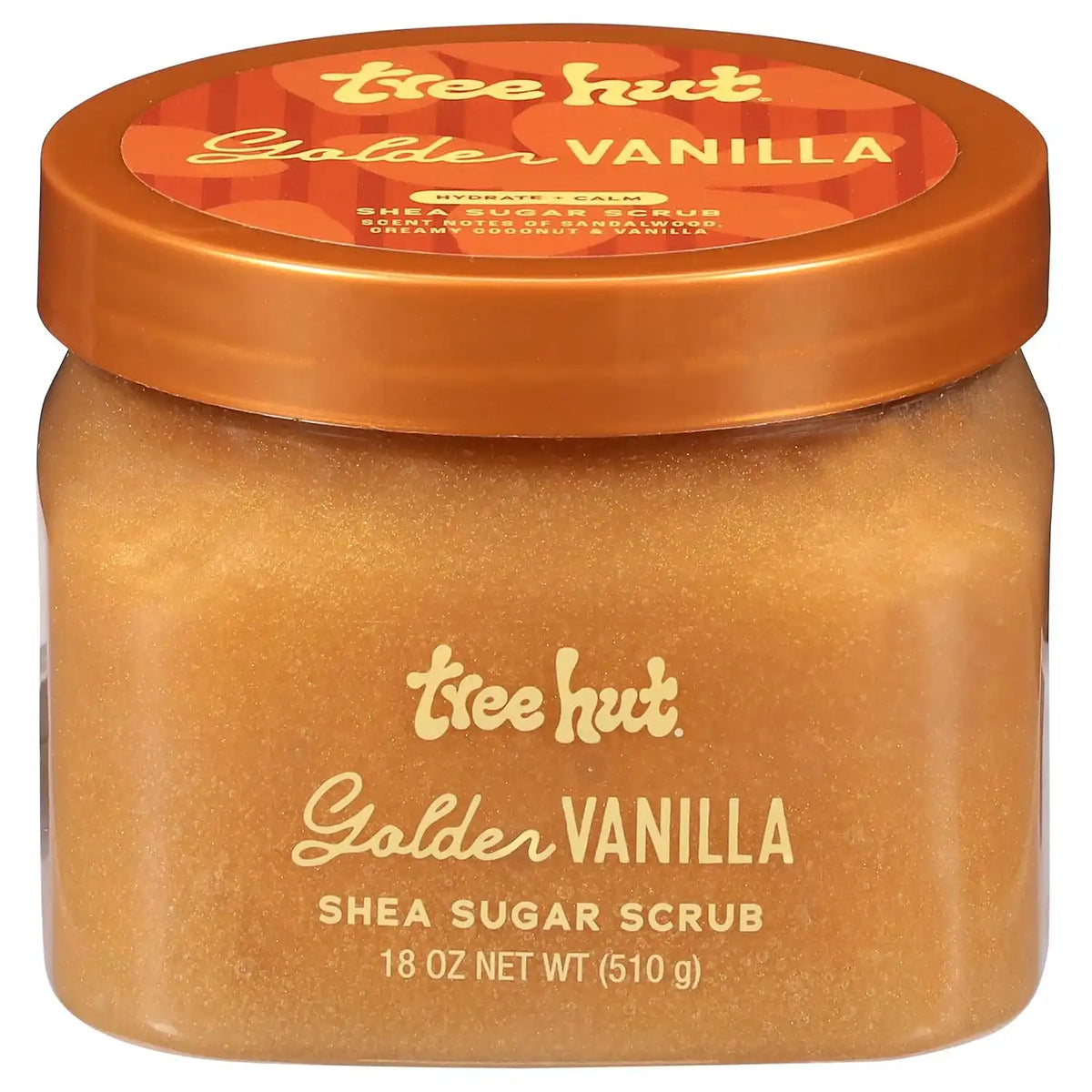 Tree Hut Golden Vanilla Body Scrub, Exfoliating Sugar Scrub, Vegan, 18 Oz | Exfoliating & Nourishing with Shea Butter & Essential Oils, Body Exfoliator for All Skin Types, Self Care Gifts for Women Main image