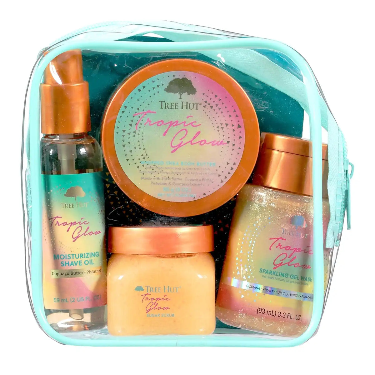 Tree Hut Tropic Glow Everything Shower Gift Set, 4 Piece Kit, Travel Size | Exfoliating Body Scrub, Body Wash, Shave Oil & Body Butter, Self Care Gift Set, Nourishing & Moisturizing with Shea Butter Main image